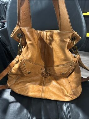 HOBO Cognac Brown Leather Hobo Shoulder Bag